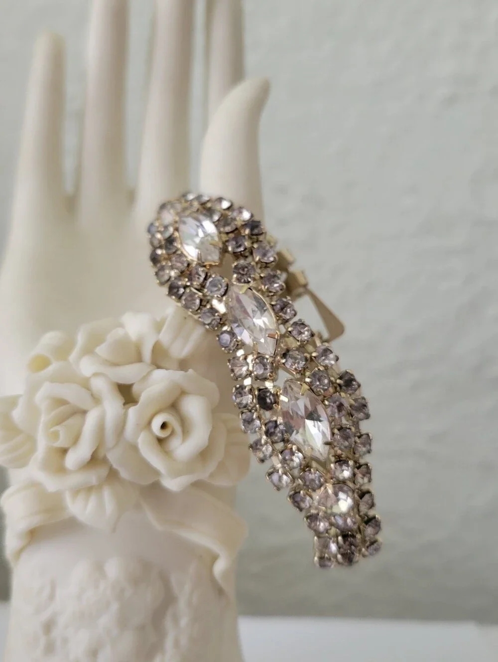 Vintage Prong Set Clear Rhinestone Bracelet Mid-Century 1950s-1960s